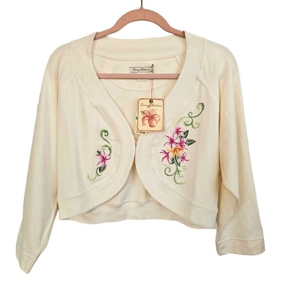 Tommy Bahama Jackets & Blazers - NWT Tommy Bahama Scroll Scapes Coconut Cream Bolero Jacket Size Size L (12-14)